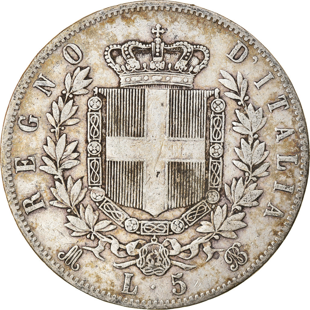 Coin, Italy, Vittorio Emanuele II, 5 Lire, 1869, Milan, EF(40-45), Silver