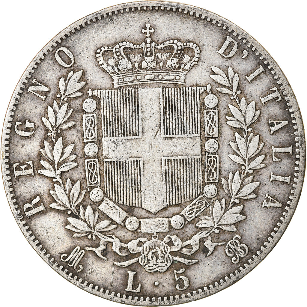 Coin, Italy, Vittorio Emanuele II, 5 Lire, 1870, Milan, EF(40-45), Silver