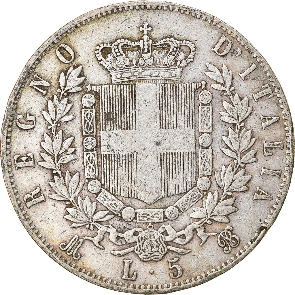 Coin, Italy, Vittorio Emanuele II, 5 Lire, 1870, Milan, EF(40-45), Silver