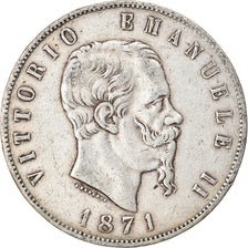 Coin, Italy, Vittorio Emanuele II, 5 Lire, 1871, Milan, EF(40-45), Silver