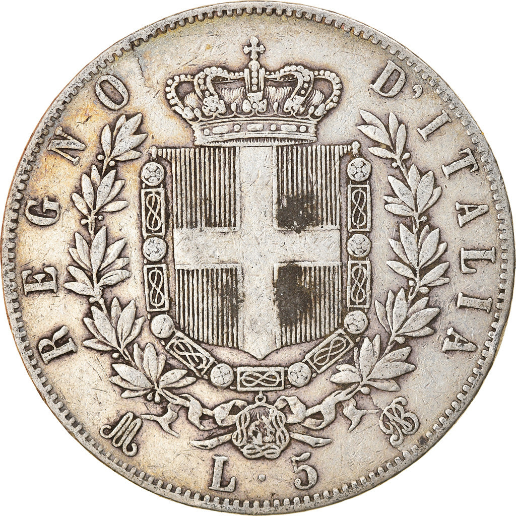 Coin, Italy, Vittorio Emanuele II, 5 Lire, 1871, Milan, EF(40-45), Silver