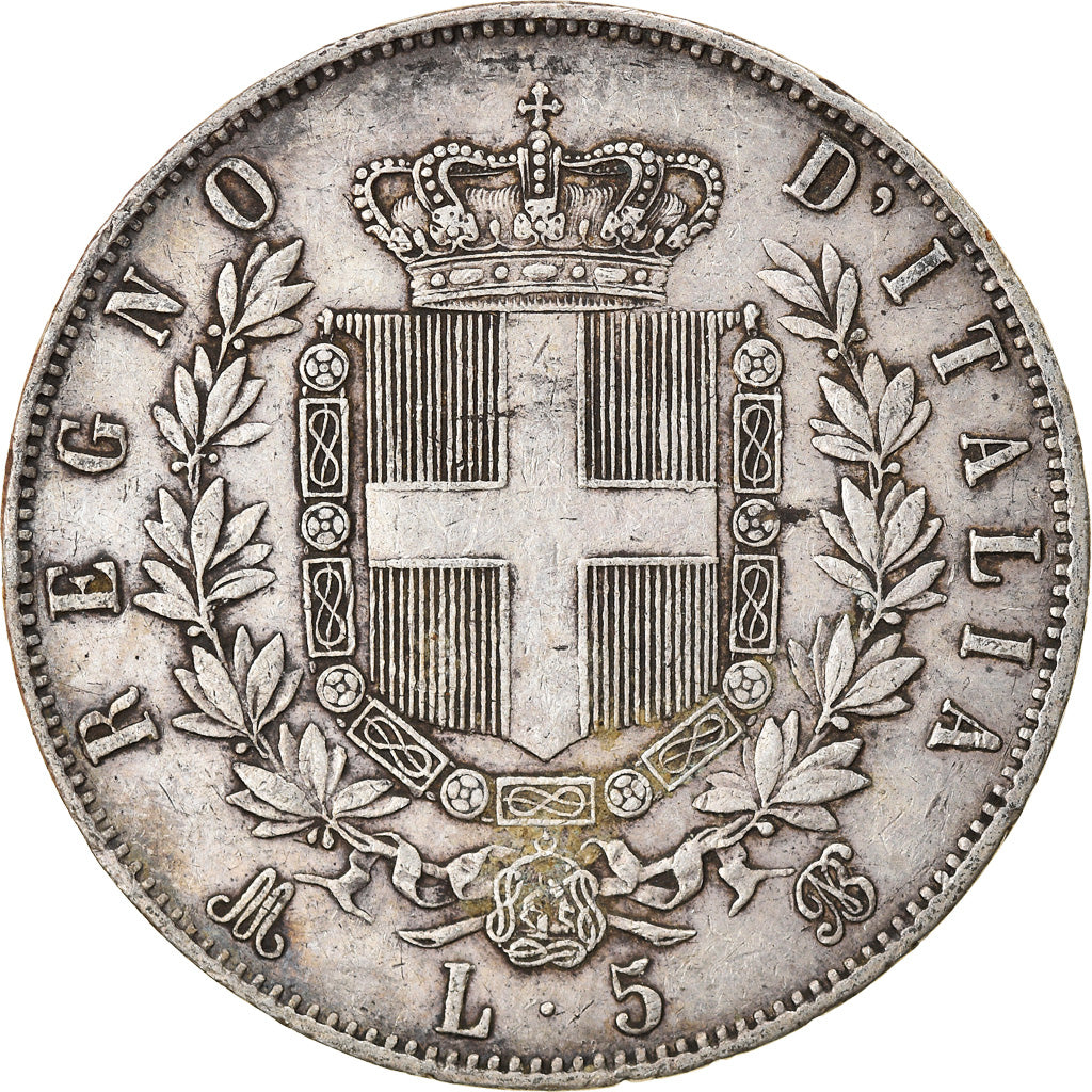 Münze, Italien, Vittorio Emanuele II, 5 Lire, 1872, Milan, SS, Silber, KM:8.3