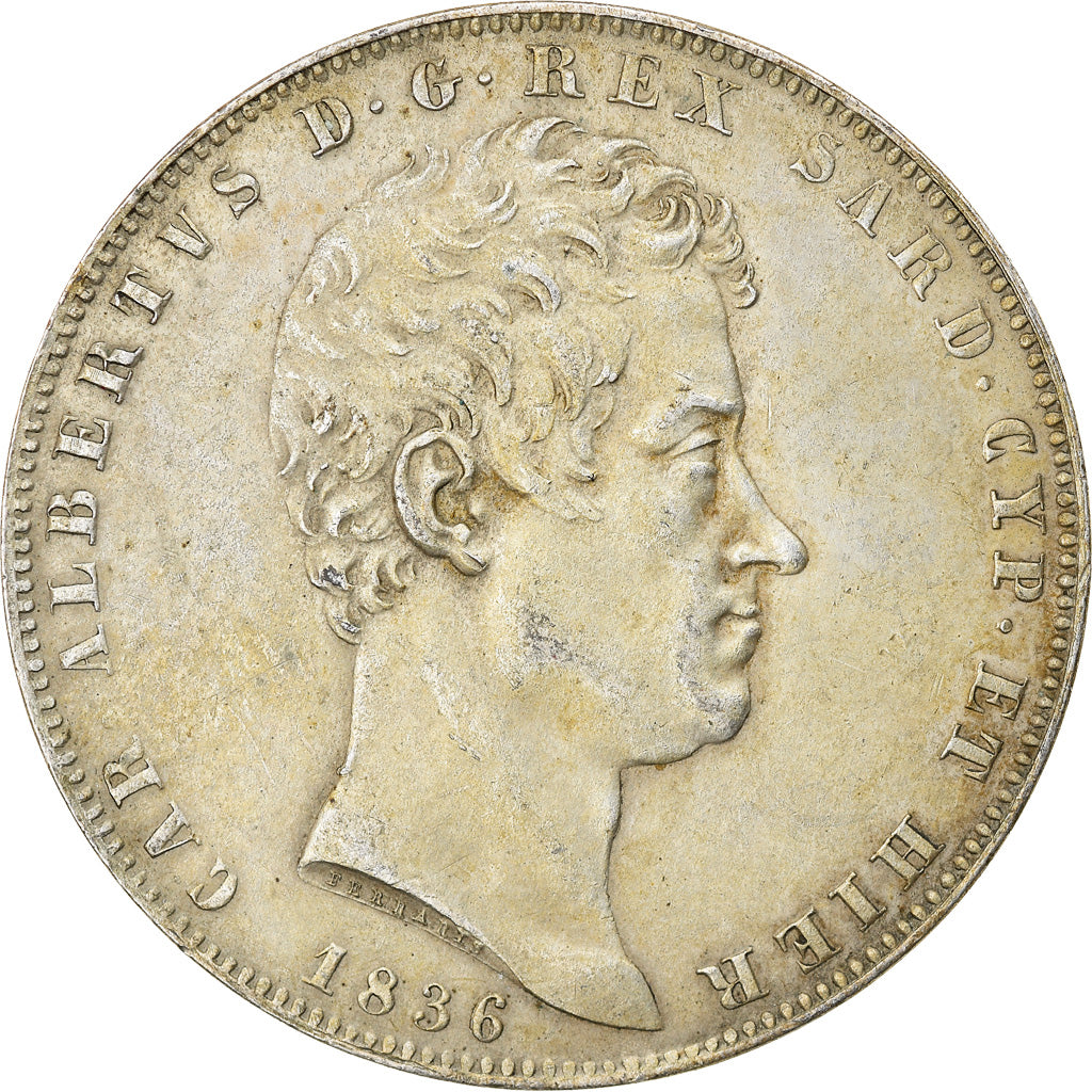 Munten, Italiaanse staten, SARDINIA, Carlo Alberto, 5 Lire, 1836, Torino, ZF