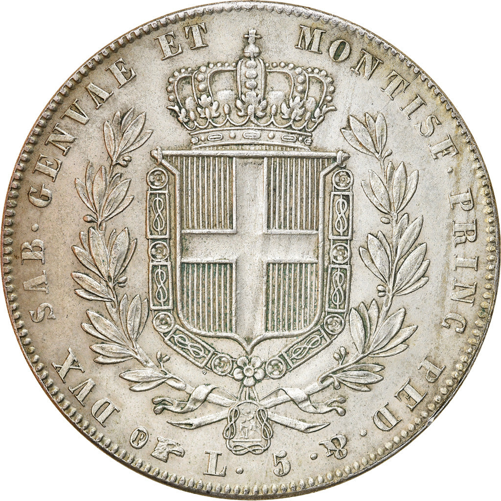 Munten, Italiaanse staten, SARDINIA, Carlo Alberto, 5 Lire, 1836, Torino, ZF