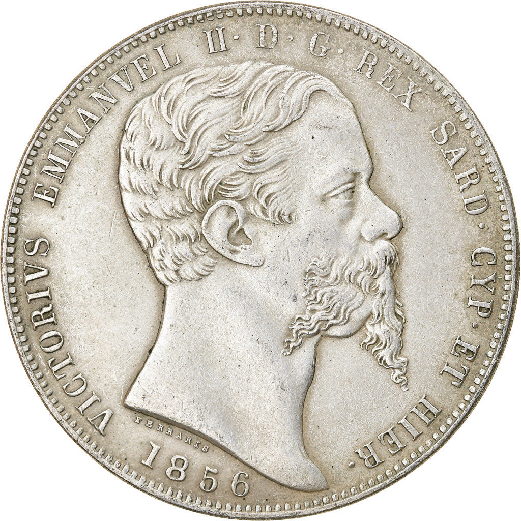 Coin, ITALIAN STATES, SARDINIA, Vittorio Emanuele II, 5 Lire, 1856, Genoa