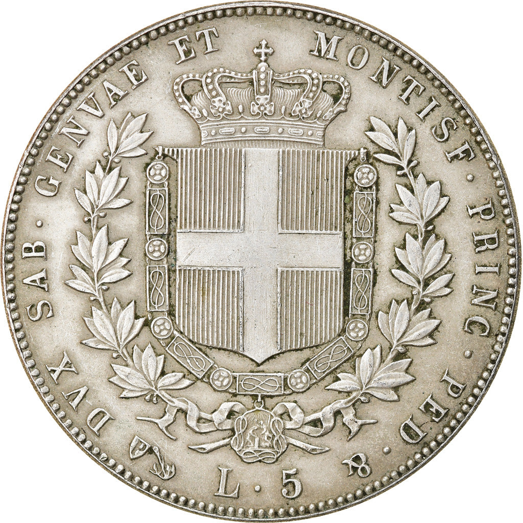 Coin, ITALIAN STATES, SARDINIA, Vittorio Emanuele II, 5 Lire, 1856, Genoa