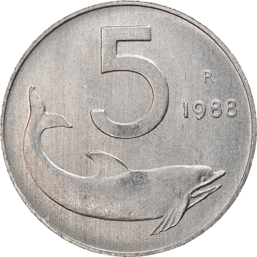 Moeda, Itália, 5 Lire, 1988, Rome, EF(40-45), Alumínio, KM:92