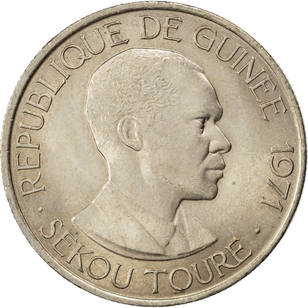 GUINEA, 100 Francs, 1971, KM #41, MS(60-62), Copper-Nickel, 17.01