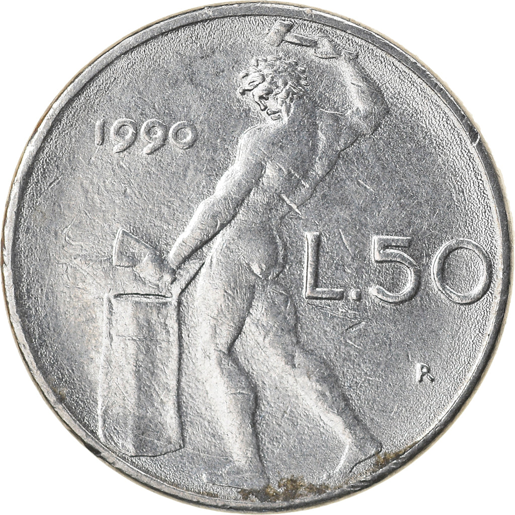 Münze, Italien, 50 Lire, 1990, Rome, SS, Stainless Steel, KM:95.2