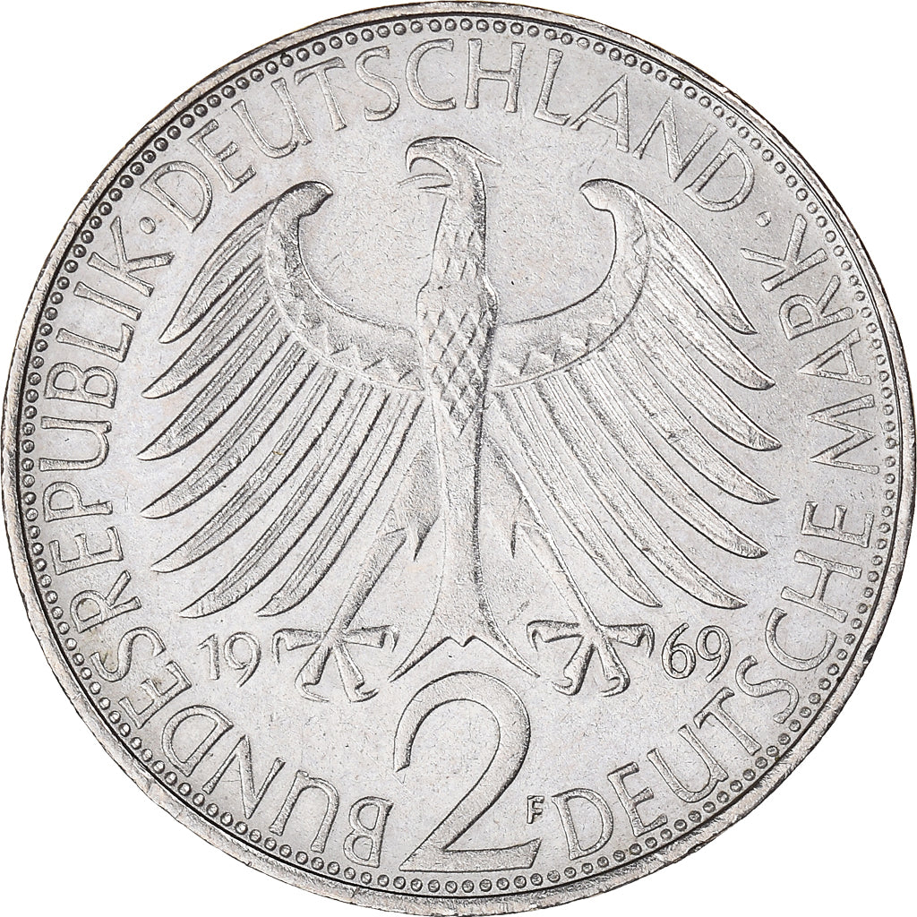 Coin, GERMANY - FEDERAL REPUBLIC, 2 Mark, 1969, Stuttgart, AU(50-53)