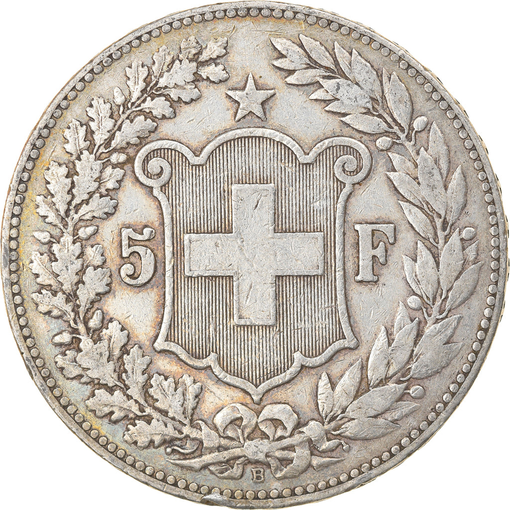 Coin, Switzerland, 5 Francs, 1891, Bern, EF(40-45), Silver, KM:34