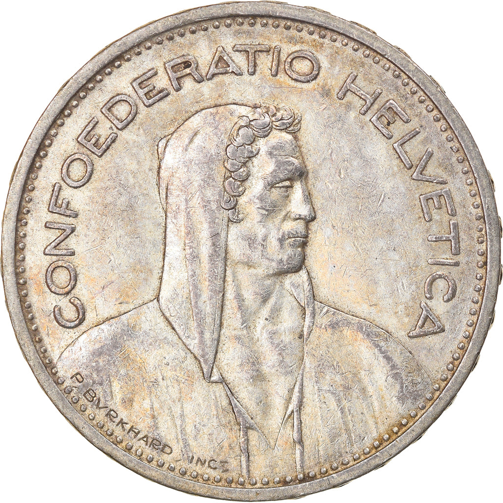 Coin, Switzerland, 5 Francs, 1952, Bern, EF(40-45), Silver, KM:40