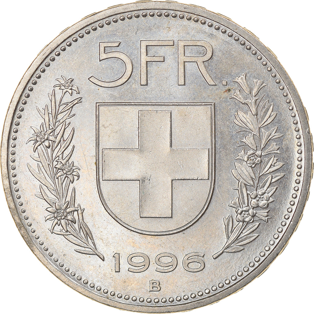 Coin, Switzerland, 5 Francs, 1996, Bern, EF(40-45), Copper-nickel, KM:40a.4