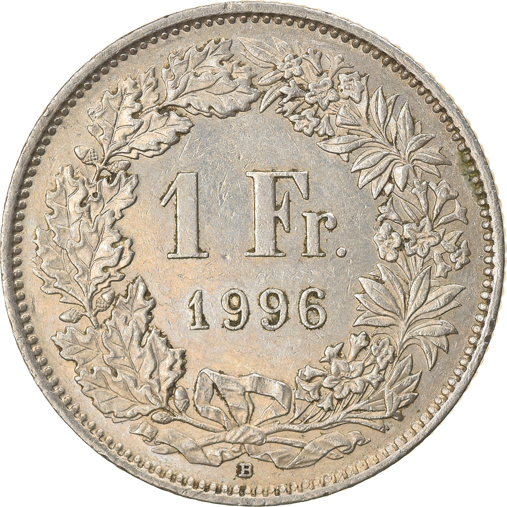 Coin, Switzerland, Franc, 1996, Bern, EF(40-45), Copper-nickel, KM:24a.3