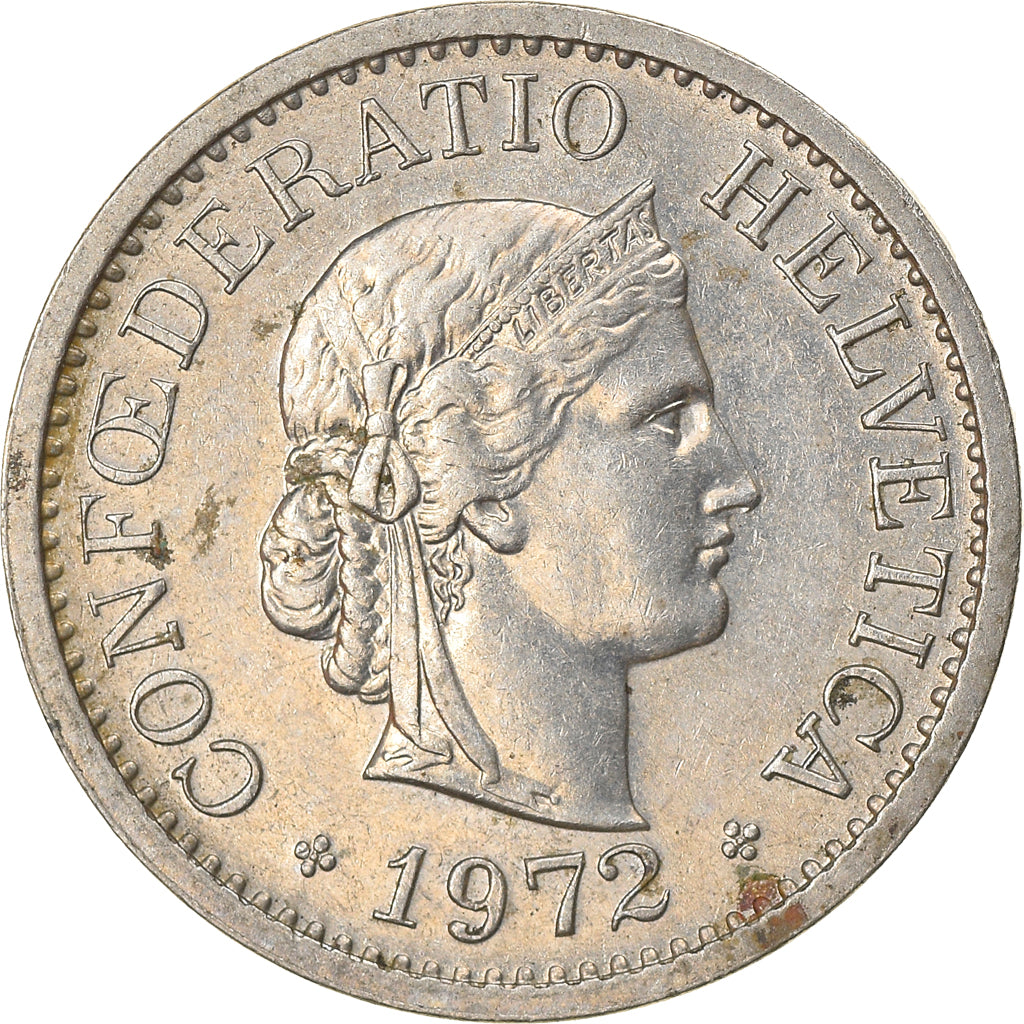 Coin, Switzerland, 10 Rappen, 1972, Bern, EF(40-45), Copper-nickel, KM:27