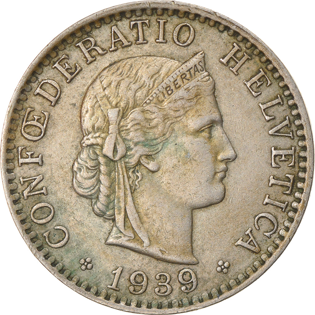 Coin, Switzerland, 20 Rappen, 1939, Bern, EF(40-45), Nickel, KM:29