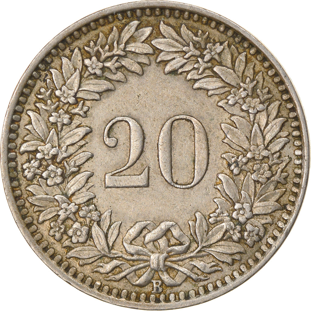 Coin, Switzerland, 20 Rappen, 1939, Bern, EF(40-45), Nickel, KM:29