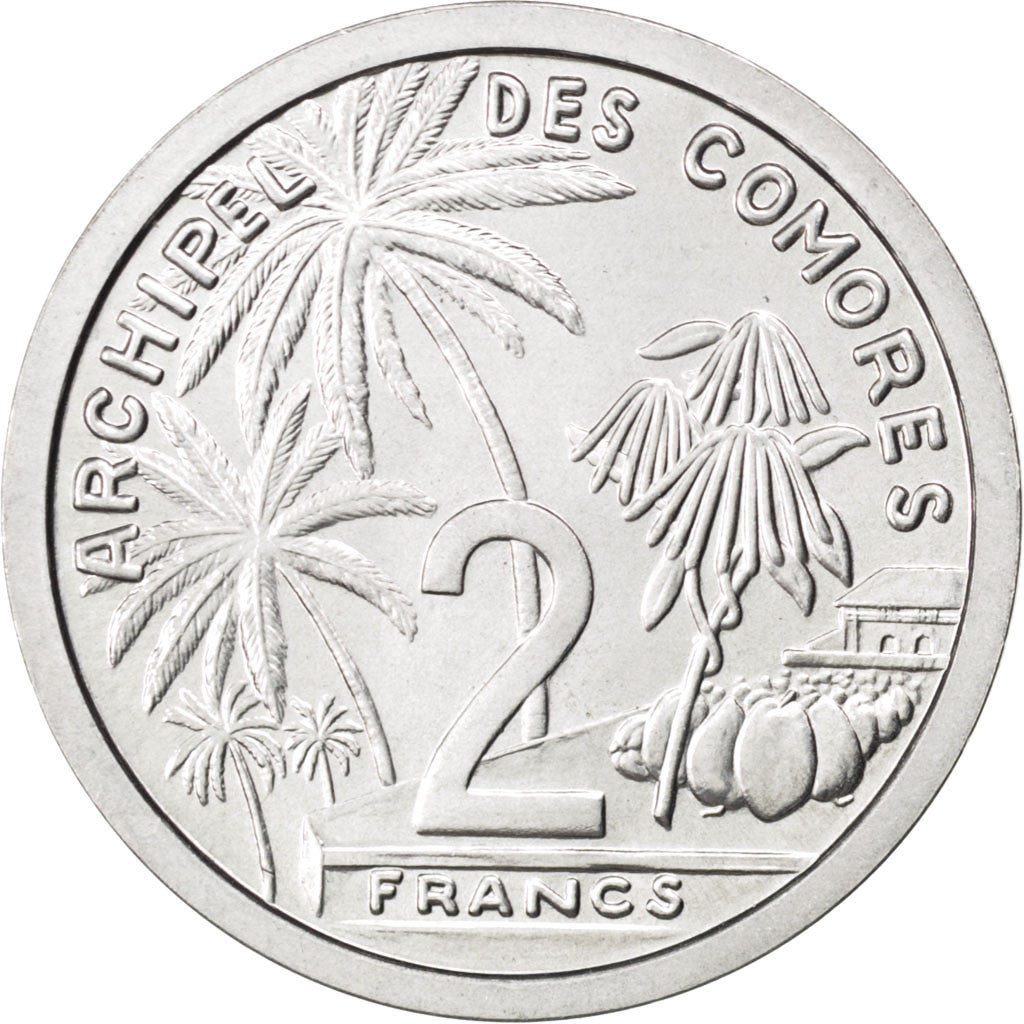 COMOROS, 2 Francs, 1964, Paris, KM #5, MS(64), Aluminum, 27.1, 2.19