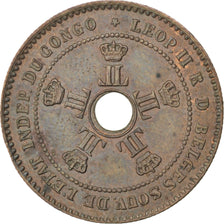 CONGO FREE STATE, 2 Centimes, 1888, KM #2, AU(55-58), Copper, 23, 4.04