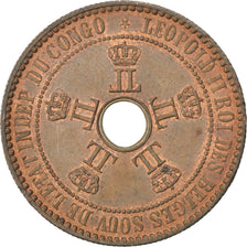 CONGO FREE STATE, 5 Centimes, 1888, KM #3, AU(55-58), Copper, 10.20