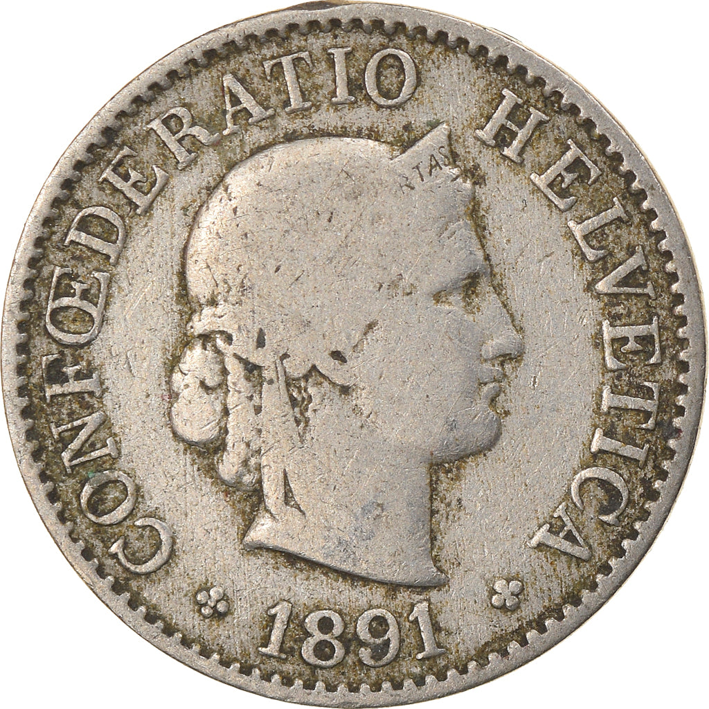 Monnaie, Suisse, 5 Rappen, 1891, Bern, TB+, Copper-nickel, KM:26