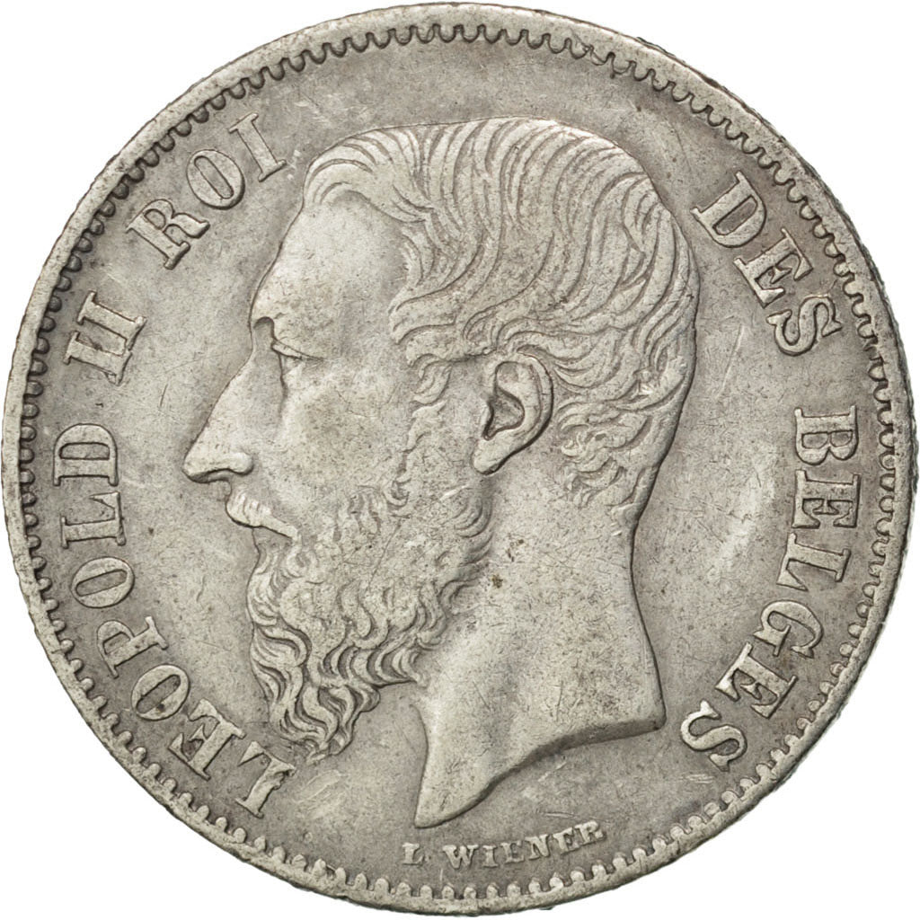 BELGIUM, 50 Centimes, 1866, KM #26, EF(40-45), Silver, 2.44