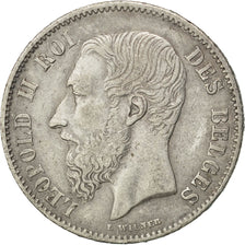 BELGIUM, 50 Centimes, 1866, KM #26, EF(40-45), Silver, 2.44