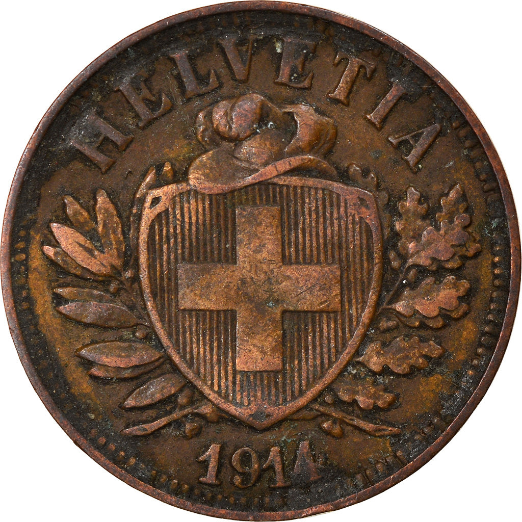 Münze, Schweiz, 2 Rappen, 1914, Bern, SS, Bronze, KM:4.2