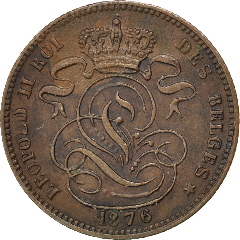 Coin, Belgium, Leopold II, Centime, 1876, EF(40-45), Copper, KM:33.1