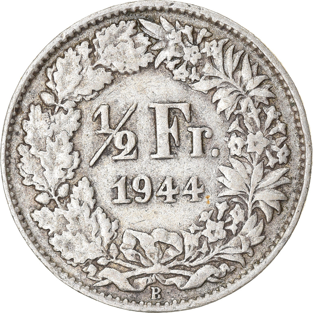 Coin, Switzerland, 1/2 Franc, 1944, Bern, VF(30-35), Silver, KM:23