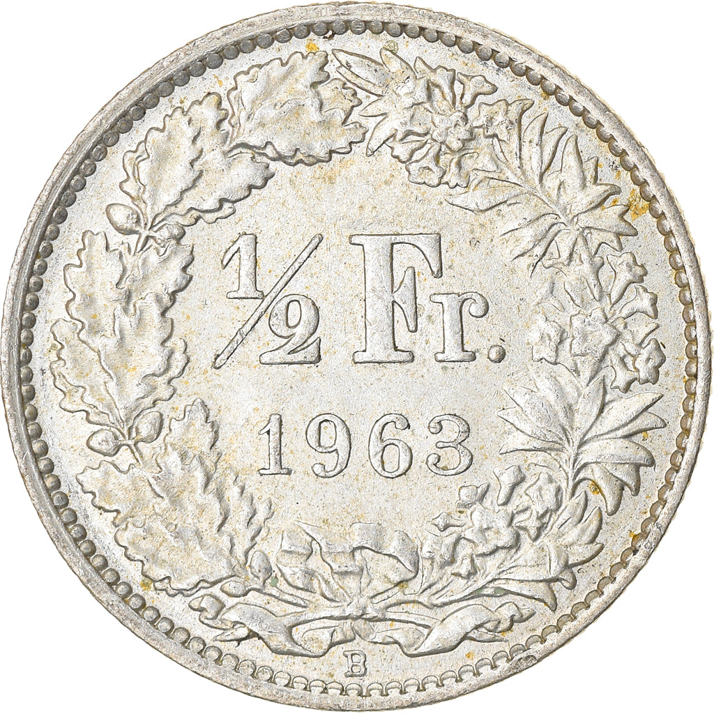 Coin, Switzerland, 1/2 Franc, 1963, Bern, AU(55-58), Silver, KM:23