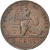 BELGIUM, 5 Centimes, 1849, KM #5.1, EF(40-45), Copper, 28.3, 10.29