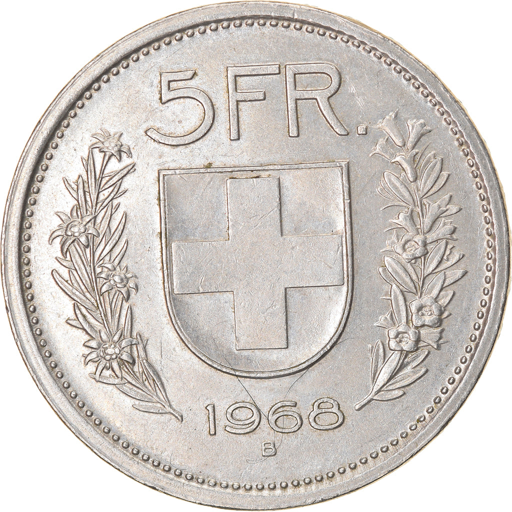 Coin, Switzerland, 5 Francs, 1968, Bern, AU(55-58), Copper-nickel, KM:40a.1