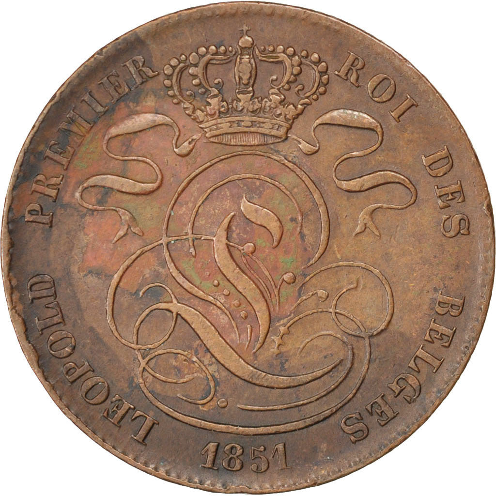 Coin, Belgium, Leopold I, 5 Centimes, 1851, EF(40-45), Copper, KM:5.1