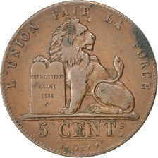 Belgio, Leopold I, 5 Centimes, 1853, MB+, Rame, KM:5.1