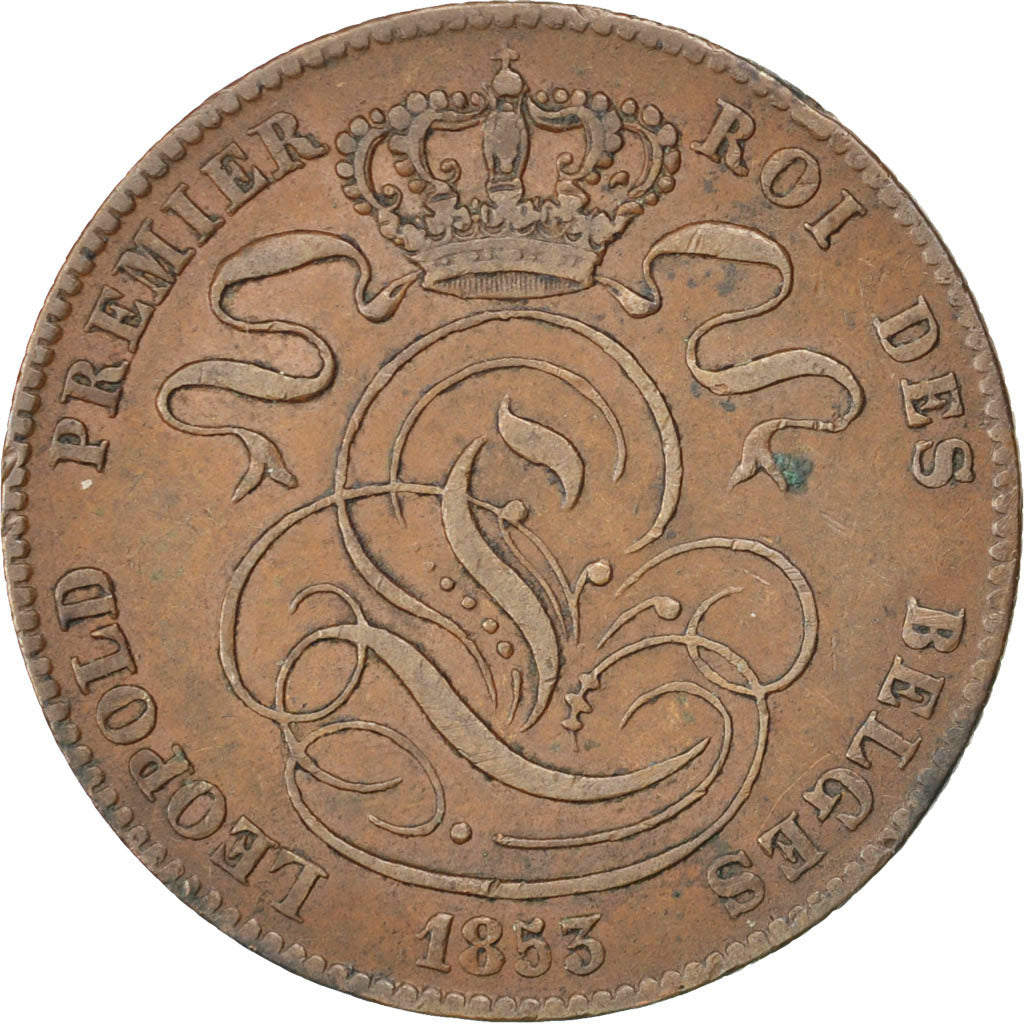 Belgio, Leopold I, 5 Centimes, 1853, MB+, Rame, KM:5.1