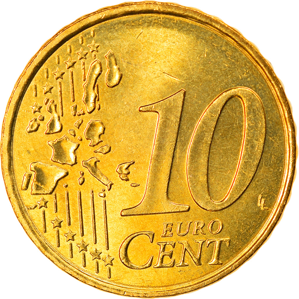 Monaco, 10 Euro Cent, 2001, AU(55-58), Brass, KM:170