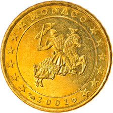 Monaco, 10 Euro Cent, 2001, AU(55-58), Brass, KM:170