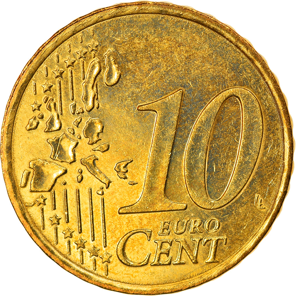 Monaco, 10 Euro Cent, 2001, AU(55-58), Brass, KM:170