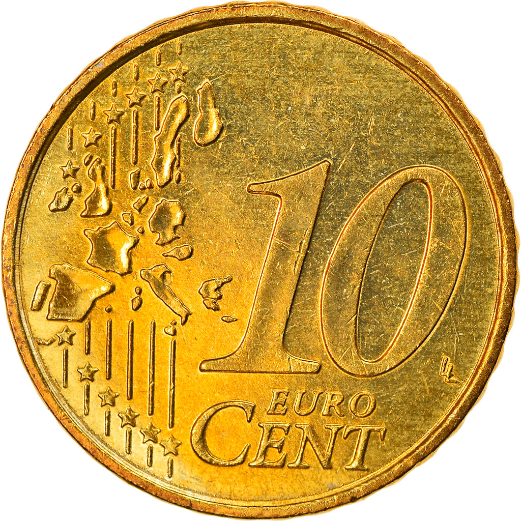 Mónaco, 10 Euro Cent, 2001, AU(55-58), Latão, KM:170
