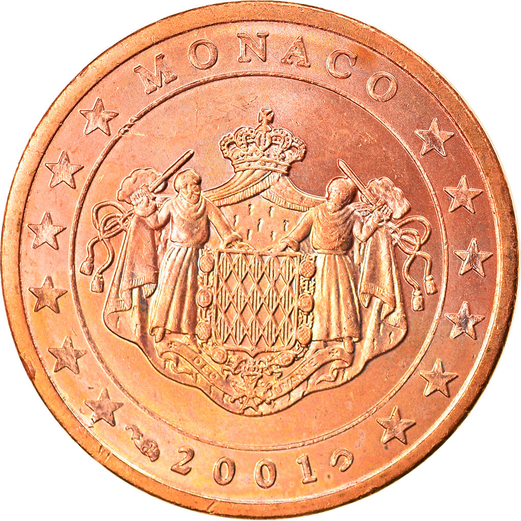 Monaco, 2 Euro Cent, 2001, AU(55-58), Copper Plated Steel, KM:168
