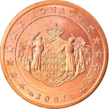Monaco, 2 Euro Cent, 2001, AU(55-58), Copper Plated Steel, KM:168
