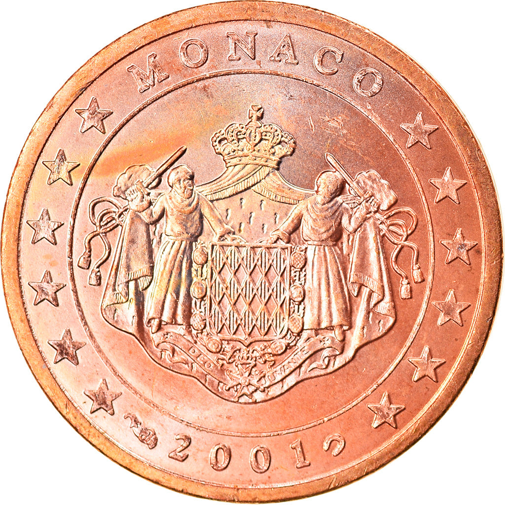 Monaco, 2 Euro Cent, 2001, VZ, Copper Plated Steel, KM:168
