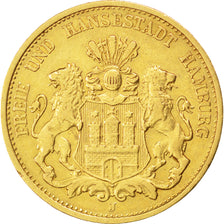 German States, 20 Mark, 1893, Hambourg, KM #618, EF(40-45), Gold, 7.92