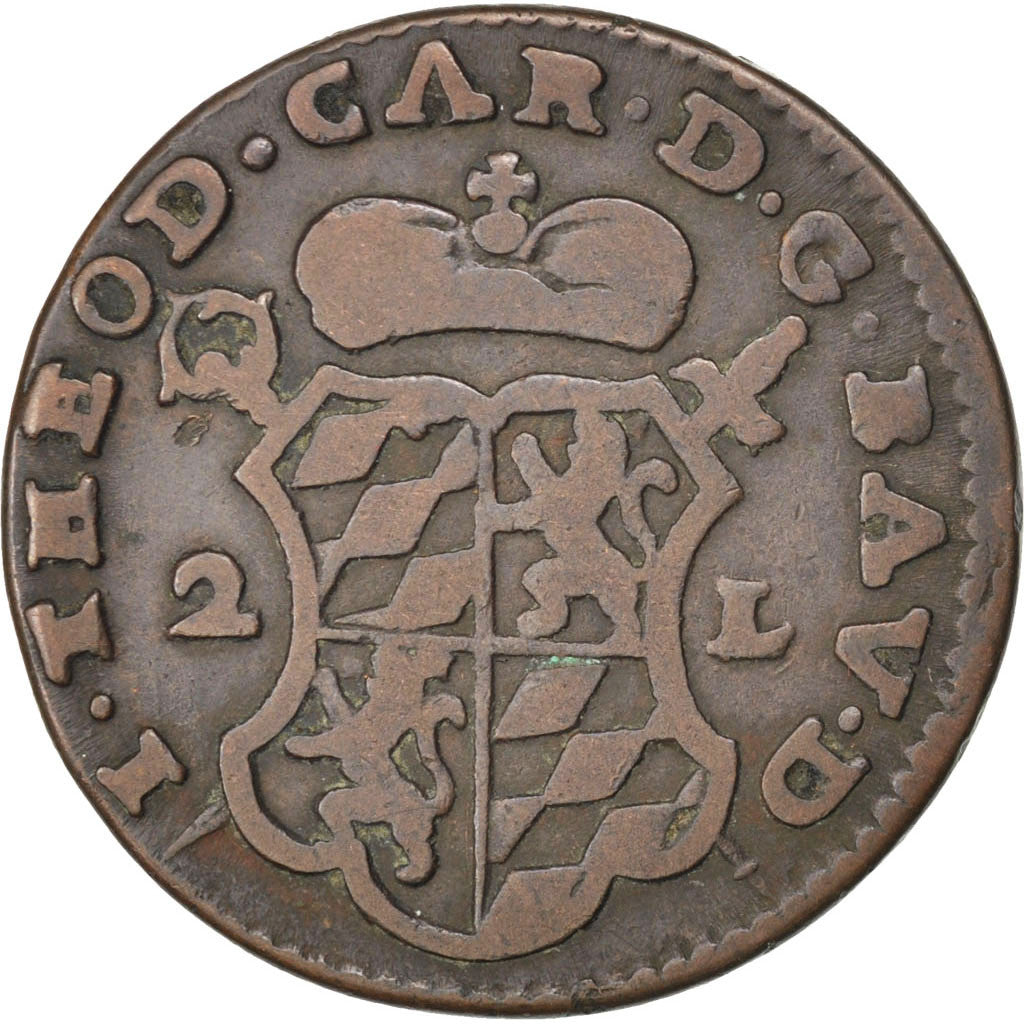 Coin, LIEGE, John Theodore, 2 Liards, 1752, Liege, VF(30-35), Copper, KM:158