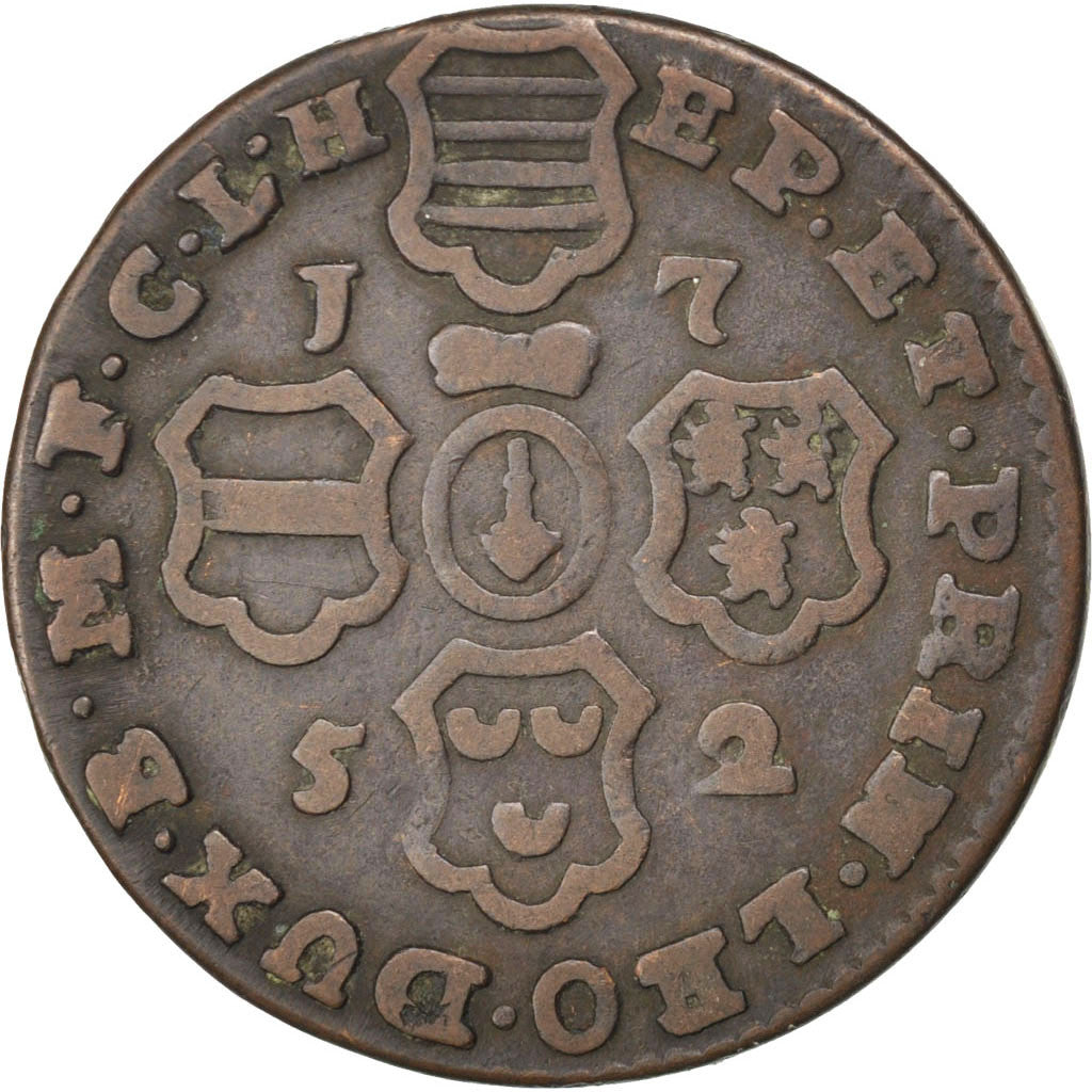 Coin, LIEGE, John Theodore, 2 Liards, 1752, Liege, VF(30-35), Copper, KM:158