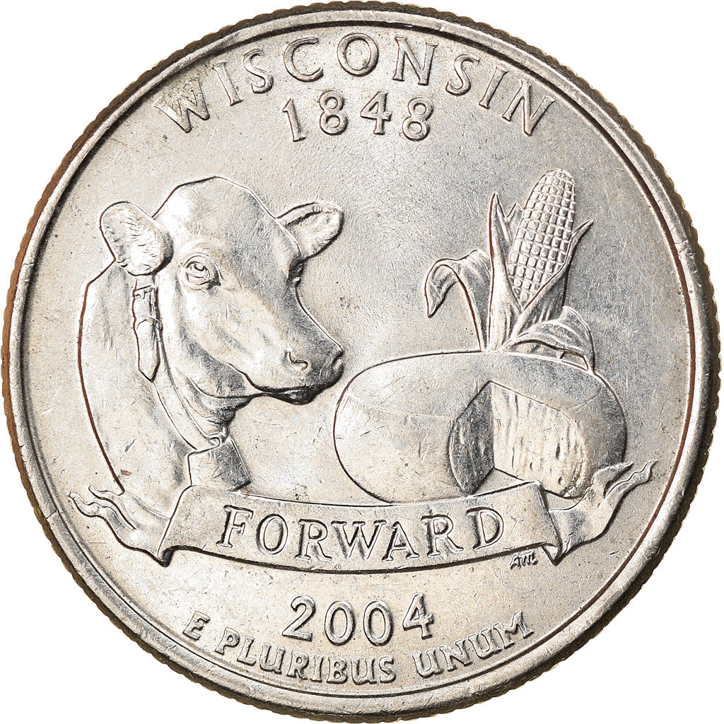 Coin, United States, Wisconsin, Quarter, 2004, U.S. Mint, Philadelphia