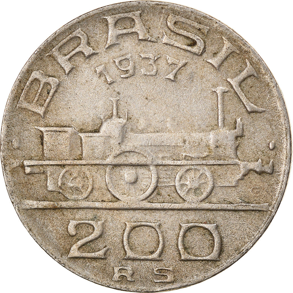 Coin, Brazil, 200 Reis, 1937, EF(40-45), Copper-nickel, KM:537