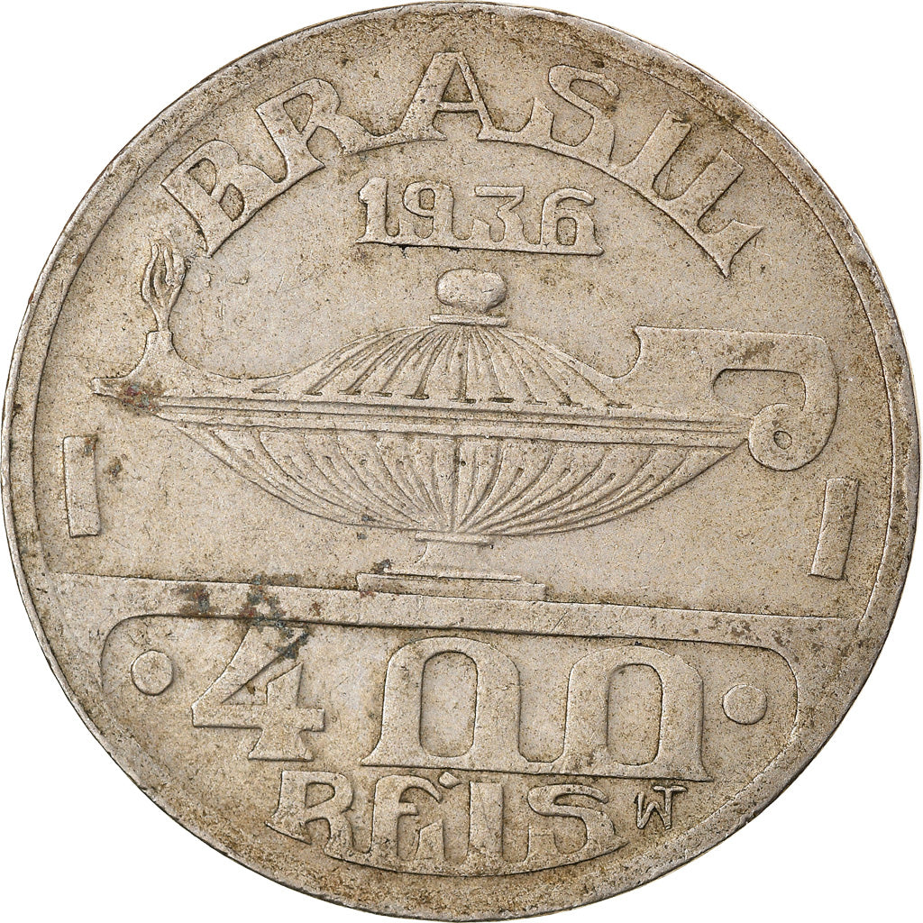 Coin, Brazil, 400 Reis, 1936, EF(40-45), Copper-nickel, KM:539