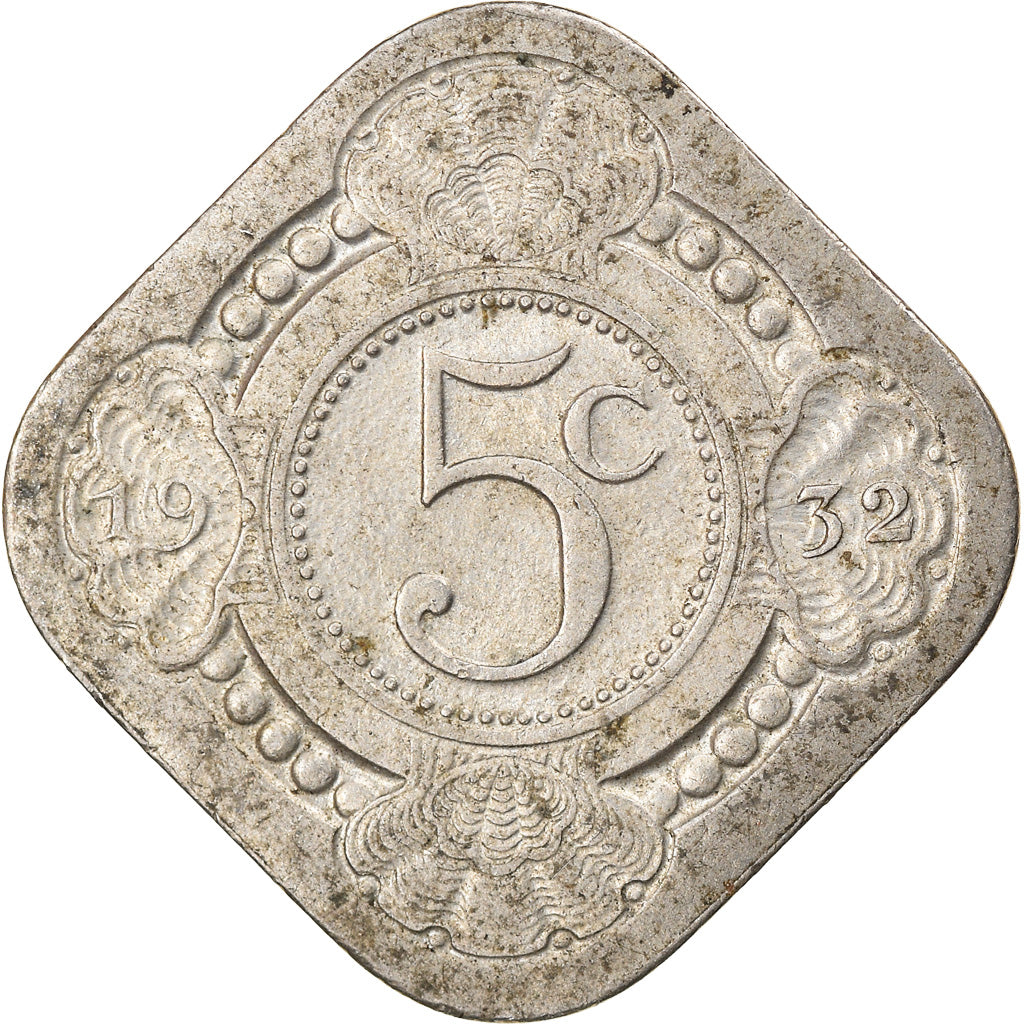 Coin, Netherlands, Wilhelmina I, 5 Cents, 1932, EF(40-45), Copper-nickel, KM:153